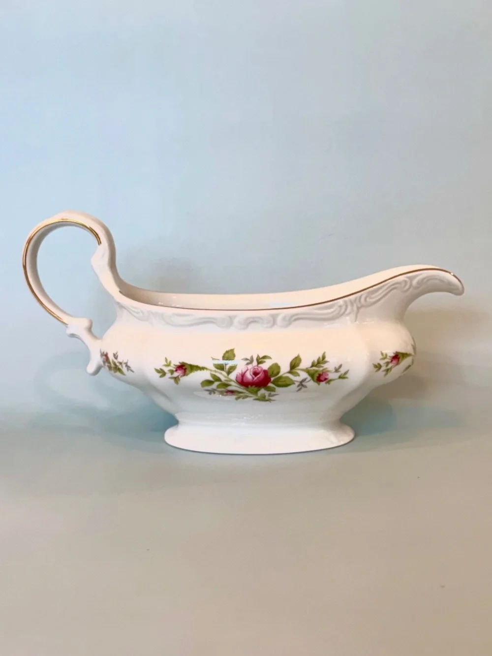 NWOT, Vintage Johann Haviland Traditions Elegant Moss Rose Pattern Gravy Boat